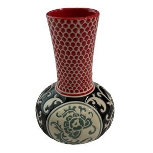 Pier 1 Imports Bud Vase Textured 6" Tall Modern Colorful Festive Pottery